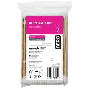 AEROSWAB 15cm Wood Single End Applicators Bag/100