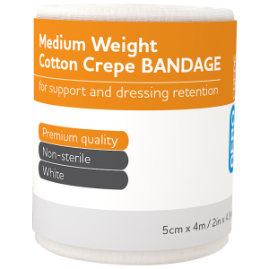 AEROCREPE Medium Cotton Crepe Bandage 5cm x 4M Wrap/12