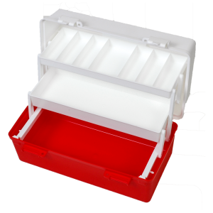 AEROCASE Red and White Plastic Tacklebox with 2 Trays 20 x 40 x 23cm