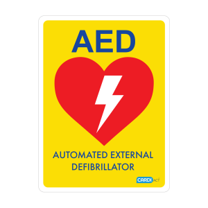 CARDIACT Yellow Poly AED Sign 22.5 x 30cm